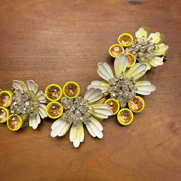 J CREW Yellow Brulee enamel Flower bracelet- stunning! EUC - Picture 2 of 6